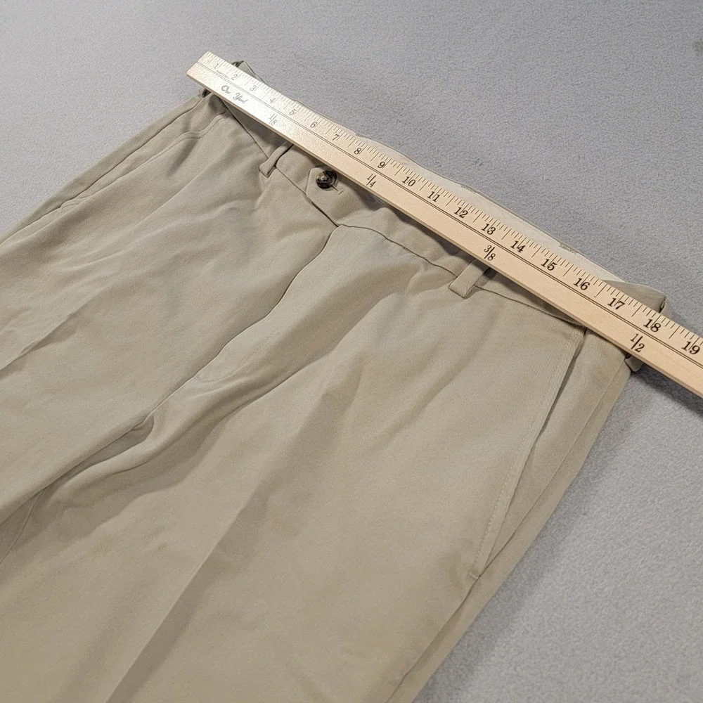 Brooks Brothers Advantage Chino Milano Dress Pants Khaki Flat Front Mens W36 L29